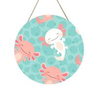 InOmak Bebé ajolote kawaii lindo, Cuadro redondo de madera de 30 cm, cuadro para colgar en la pared del hogar.