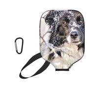 InOmak Border Collie Invierno Nieve Perros Blancos Negros, Funda Deportiva para Pala de Pickleball; Estuche Compatible con Todas Las Formas y tamaños de Pala.
