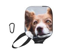 InOmak Border Collie marrón Bokeh Dios con Ojos Amarillos, Funda Deportiva para Pala de Pickleball; Estuche Compatible con Todas Las Formas y tamaños de Pala.