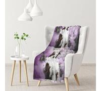 InOmak Border Collie marrón de Primavera con Flores,Manta Suave y cálida de Franela Antibolitas, 76 x 102 cm