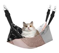 InOmak Brillo Dorado Rosa, mármol Blanco y Negro geométrico,Hamaca Colgante para Gatos, Suave, de Doble Cara, para Perros pequeños y Mascotas.,M