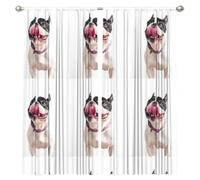 InOmak Bulldog francés, Perro Curioso y Feliz, Cortinas de Ventana de 2 Paneles, 132 x 213 cm, Opacas, para Sala de Estar y Dormitorio.