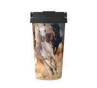 InOmak Caballo corriendo en el desierto,Taza de café de 500 ml, botella de agua de acero inoxidable aislada, taza de café portátil