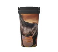InOmak Caballo corriendo por la pradera,Taza de café de 500 ml, botella de agua de acero inoxidable aislada, taza de café portátil
