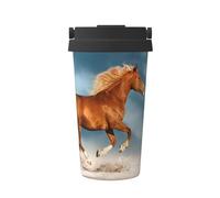 InOmak Caballo rojo corriendo,Taza de café de 500 ml, botella de agua de acero inoxidable aislada, taza de café portátil