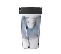 InOmak Caballos moteados raros al galope,Taza de café de 500 ml, botella de agua de acero inoxidable aislada, taza de café portátil