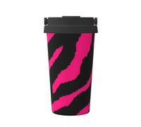 InOmak Cebra rosa y negra,Taza de café de 500 ml, botella de agua de acero inoxidable aislada, taza de café portátil