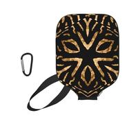 InOmak Cebra Salvaje Africana con Rayas Negras y Doradas, Funda Deportiva para Pala de Pickleball; Estuche Compatible con Todas Las Formas y tamaños de Pala.
