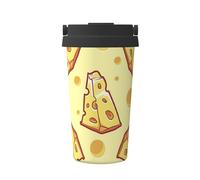 InOmak Comida de queso,Taza de café de 500 ml, botella de agua de acero inoxidable aislada, taza de café portátil