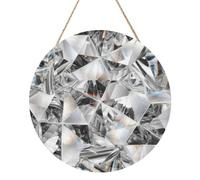 InOmak Cristal con textura de diamante estilo cristal, Cuadro redondo de madera de 30 cm, cuadro para colgar en la pared del hogar.