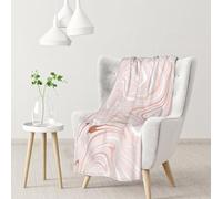 InOmak Delicado mármol Rosa con imitación de Oro Rosa.,Manta Suave y cálida de Franela Antibolitas, 76 x 102 cm