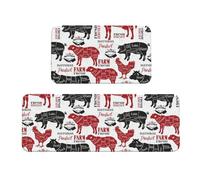 InOmak Diagramas de Cortes de Carne Carnicería Juego de 2 alfombras para la Entrada y el Suelo de la Cocina