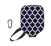 InOmak Diseño geométrico marroquí Moderno en Azul Marino, Funda Deportiva para Pala de Pickleball; Estuche Compatible con Todas Las Formas y tamaños de Pala.