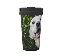 InOmak Divertido Golden Retriever impreso,Taza de café de 500 ml, botella de agua de acero inoxidable aislada, taza de café portátil