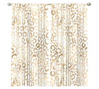 InOmak Elegante Leopardo Guepardo Blanco Dorado, Cortinas de Ventana de 2 Paneles, 132 x 213 cm, Opacas, para Sala de Estar y Dormitorio.