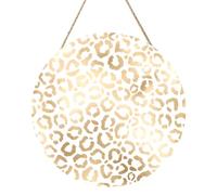 InOmak Elegante leopardo guepardo blanco dorado, Cuadro redondo de madera de 30 cm, cuadro para colgar en la pared del hogar.