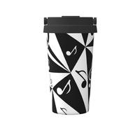 InOmak Elegante patrón de notas musicales,Taza de café de 500 ml, botella de agua de acero inoxidable aislada, taza de café portátil