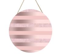 InOmak Elegante raya rosa rubor con purpurina oro rosa, Cuadro redondo de madera de 30 cm, cuadro para colgar en la pared del hogar.