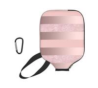 InOmak Elegante Raya Rosa Rubor con Purpurina Oro Rosa, Funda Deportiva para Pala de Pickleball; Estuche Compatible con Todas Las Formas y tamaños de Pala.