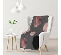 InOmak Elegantes círculos Negros de imitación Oro Rosa ruborizado,Manta Suave y cálida de Franela Antibolitas, 76 x 102 cm