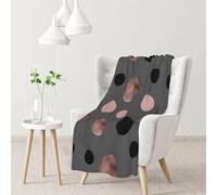 InOmak Elegantes círculos Negros Falsos de Color Rosa,Manta Suave y cálida de Franela Antibolitas, 76 x 102 cm