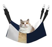 InOmak Elegantes Rayas Blancas, Azul Marino y Dorado Falso,Hamaca Colgante para Gatos, Suave, de Doble Cara, para Perros pequeños y Mascotas.,L