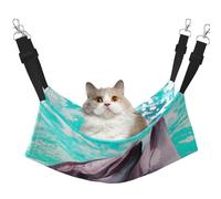 InOmak Estampado de Delfines,Hamaca Colgante para Gatos, Suave, de Doble Cara, para Perros pequeños y Mascotas.,M