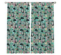InOmak Estampado Floral de Border Collie, Cortinas de Ventana de 2 Paneles, 132 x 213 cm, Opacas, para Sala de Estar y Dormitorio.