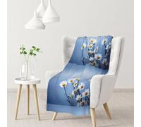 InOmak Flor Blanca de la Naturaleza,Manta Suave y cálida de Franela Antibolitas, 76 x 102 cm