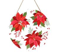 InOmak Flor de invierno navideña, Cuadro redondo de madera de 30 cm, cuadro para colgar en la pared del hogar.
