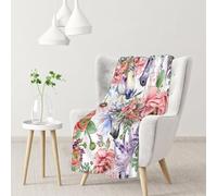 InOmak Flores de Rosas de Caballo en Acuarela,Manta Suave y cálida de Franela Antibolitas, 76 x 102 cm