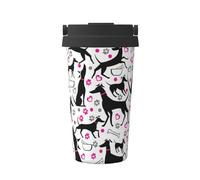 InOmak Galgos y corazón de pata,Taza de café de 500 ml, botella de agua de acero inoxidable aislada, taza de café portátil