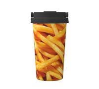 InOmak Hamburguesa con papas fritas, comida rápida,Taza de café de 500 ml, botella de agua de acero inoxidable aislada, taza de café portátil