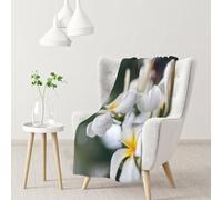 InOmak Hermosas Flores de Plumeria Frangipani Blancas,Manta Suave y cálida de Franela Antibolitas, 76 x 102 cm