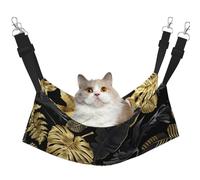 InOmak Hojas Tropicales Negras y Doradas,Hamaca Colgante para Gatos, Suave, de Doble Cara, para Perros pequeños y Mascotas.,M