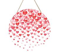 InOmak Imprimir corazones rojos cayendo, Cuadro redondo de madera de 30 cm, cuadro para colgar en la pared del hogar.