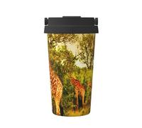 InOmak Jirafa salvaje,Taza de café de 500 ml, botella de agua de acero inoxidable aislada, taza de café portátil