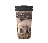 InOmak Labradores, cachorros pequeños, Golden Retriever,Taza de café de 500 ml, botella de agua de acero inoxidable aislada, taza de café portátil