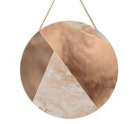 InOmak Lámina de cobre y triángulos de mármol oro rosa., Cuadro redondo de madera de 30 cm, cuadro para colgar en la pared del hogar.