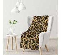 InOmak Leopardo Negro Amarillo,Manta Suave y cálida de Franela Antibolitas, 76 x 102 cm