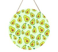 InOmak Lindo estampado de aguacate, Cuadro redondo de madera de 30 cm, cuadro para colgar en la pared del hogar.