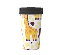 InOmak Lindo estampado de jirafa,Taza de café de 500 ml, botella de agua de acero inoxidable aislada, taza de café portátil