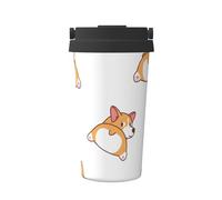 InOmak Lindo trasero de corgi,Taza de café de 500 ml, botella de agua de acero inoxidable aislada, taza de café portátil