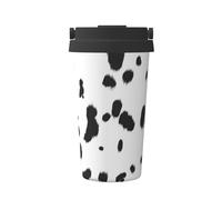 InOmak Mancha negra con estampado de perro dálmata,Taza de café de 500 ml, botella de agua de acero inoxidable aislada, taza de café portátil