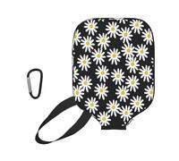 InOmak Margaritas Flores Florales Flor Blanco y Negro Sencillo, Funda Deportiva para Pala de Pickleball; Estuche Compatible con Todas Las Formas y tamaños de Pala.