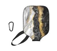 InOmak Mármol Blanco y Negro con lámina de Oro, Funda Deportiva para Pala de Pickleball; Estuche Compatible con Todas Las Formas y tamaños de Pala.