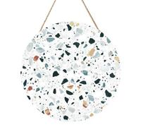 InOmak Mármol terrazo pastel, Cuadro redondo de madera de 30 cm, cuadro para colgar en la pared del hogar.