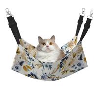 InOmak Mostaza Azul Floral,Hamaca Colgante para Gatos, Suave, de Doble Cara, para Perros pequeños y Mascotas.,M