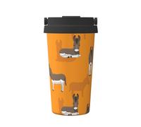 InOmak Patrón de burro de dibujos animados,Taza de café de 500 ml, botella de agua de acero inoxidable aislada, taza de café portátil