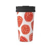 InOmak Patrón de frambuesa,Taza de café de 500 ml, botella de agua de acero inoxidable aislada, taza de café portátil